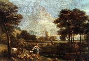 ZAIS, Giuseppe Landscape with Shepherds and Fishermen oil painting on canvas